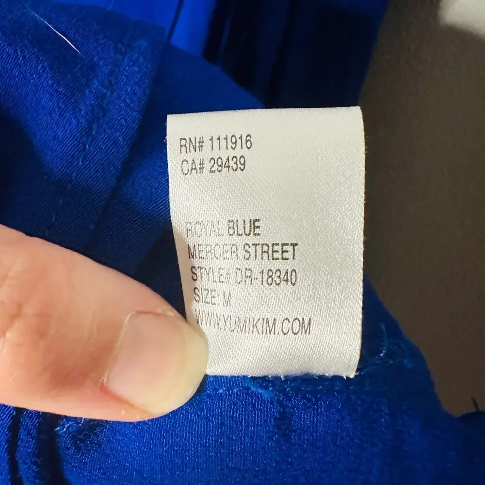 Yumi Kim Mercer Street Button Down Royal Blue Smocked Back Midi Dress size M - Picture 4 of 11